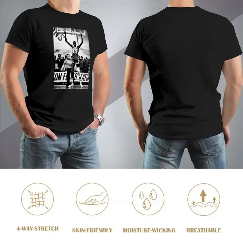 póló, férfi pamut Manute Bol T-Shirt-T-shirt rövid Túlméretezett póló, ing, grafikus póló férfi ruházat ruha fekete polót - 2