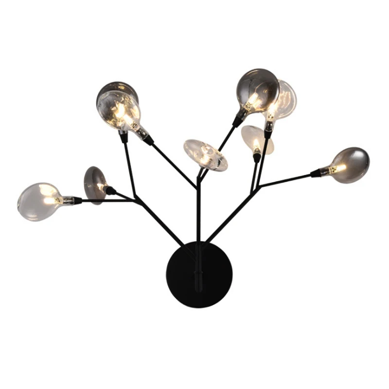 Modern, Egyszerű, Fekete, Fém Festék, Fali Lámpa Firefly Füst Szürke Üveg LED-es Hálószoba, Nappali Corredor Világítás, Gyertyatartó Kellék - 3