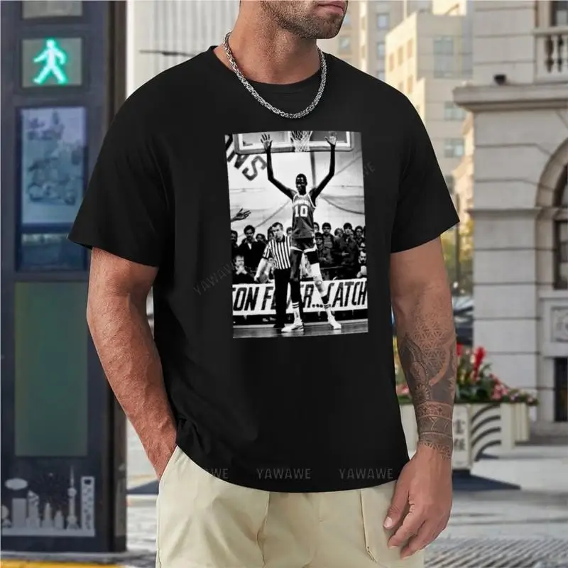 póló, férfi pamut Manute Bol T-Shirt-T-shirt rövid Túlméretezett póló, ing, grafikus póló férfi ruházat ruha fekete polót - 3