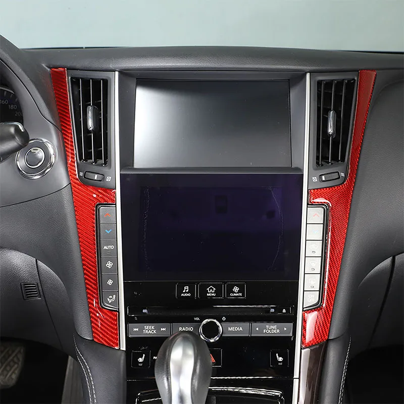 A 2015-2022 Infiniti Q50L puha szénszálas autó klíma beállító kapcsoló keret matrica autó belső tartozékok - 4