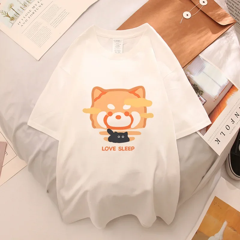 Japán Stílusú Aranyos Rabbit Női póló Y2k koreai Divat Blúz Harajuku Streetwear Maximum Aranyos Macska Nyomtatási Pár Ruházat - 4