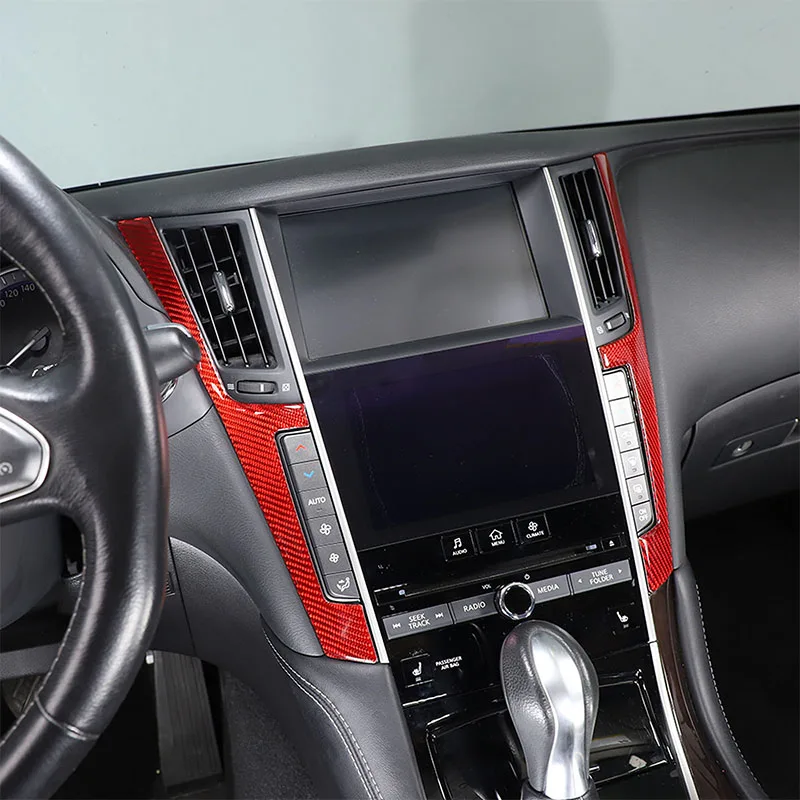 A 2015-2022 Infiniti Q50L puha szénszálas autó klíma beállító kapcsoló keret matrica autó belső tartozékok - 5