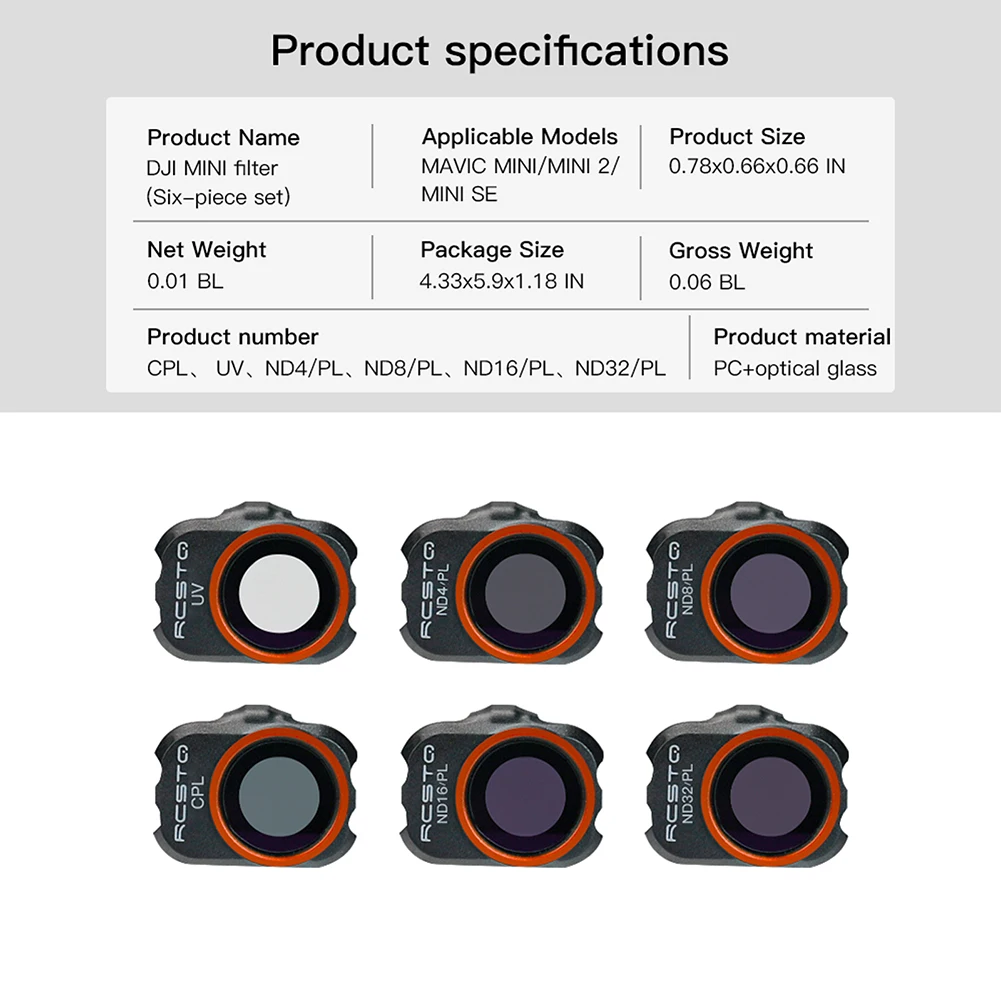 A DJI Mini 2 3 Kamera Objektív Szűrő Optikai Üveg Meghatározott UV ND CPL 4/8/16/32 NDPL Kiegészítő DJI Mavic MINI 1/2/SE Drón Szűrő - 5