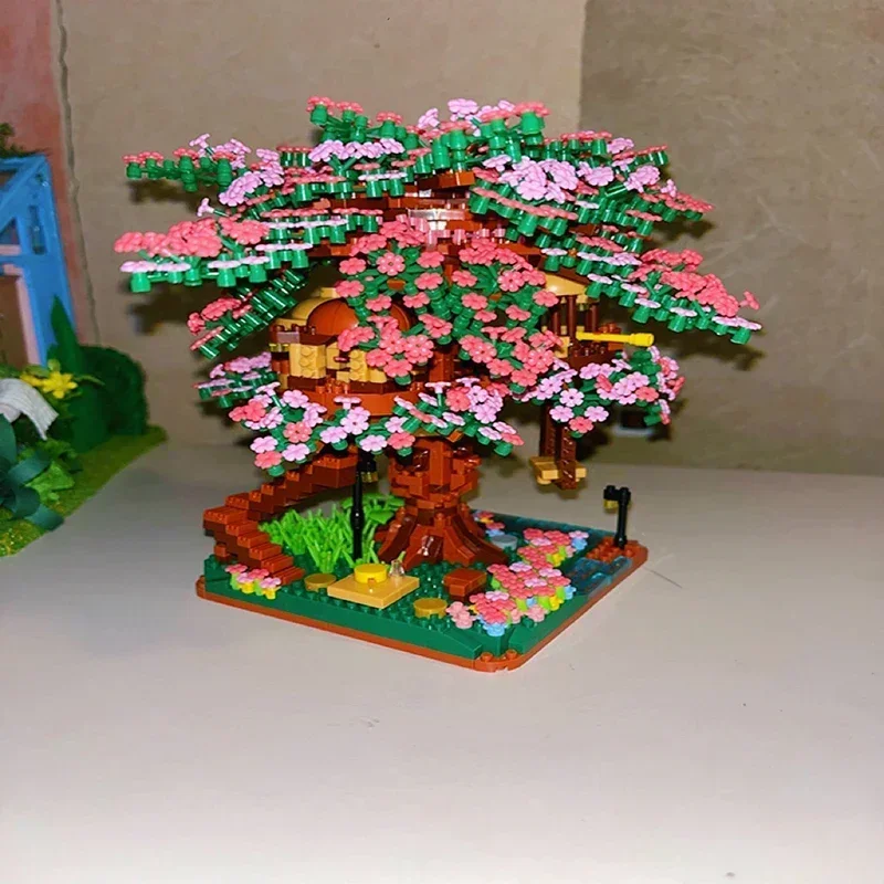 Mini Japán Sakura Fa Építőkockák Ötletek Város Cseresznyevirág Ház Mini Street View Modell Játékok Ajándék - 5