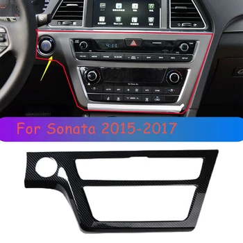 Szénszálas Belső középkonzol, hogy az AC/CD-t Gombra Panel, Dekorációs Fedél Keret Trim Hyundai Sonata 2015-2017